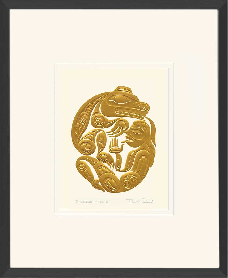 Bear Mother and Her Husband: Gold Framed Art Card