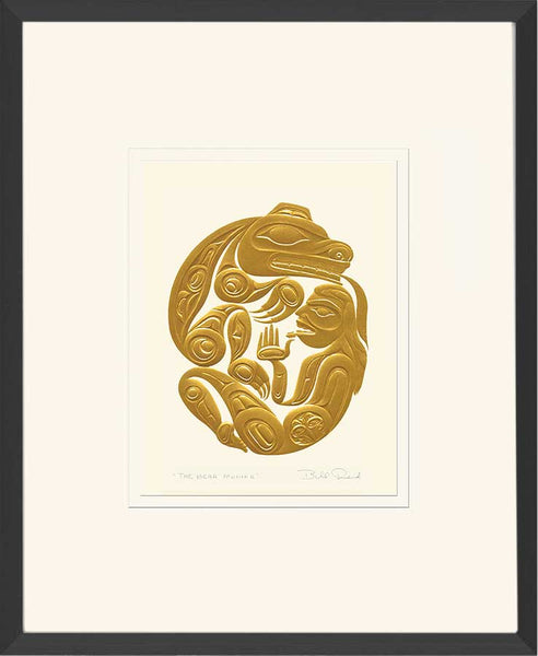 Bear Mother and Her Husband: Gold Framed Art Card