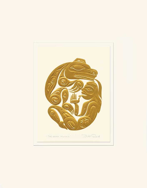 Bear Mother and Her Husband: Gold Framed Art Card