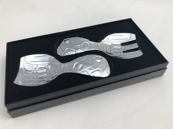 Raven Salad Servers - Chrome Plated