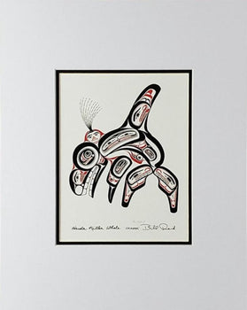 Skaana - Haida Killer Whale: Black and Red Series, Matted Art Card