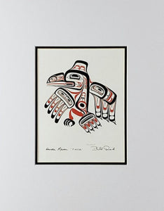 Xuuya - Haida Raven: Black and Red Series, Matted Art Card