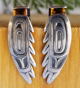 Dark Sun Raven Earrings - Morgan Asoyuf - Tsimshian