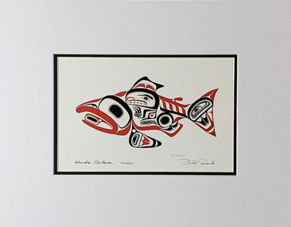Skaagi - Haida Salmon: Black and Red Series, Matted Art Card