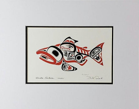 Skaagi - Haida Salmon: Black and Red Series, Matted Art Card