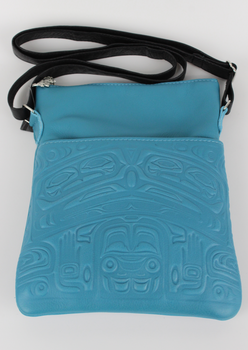 Bear Box Design, Embossed Turquoise Crossbody Purse