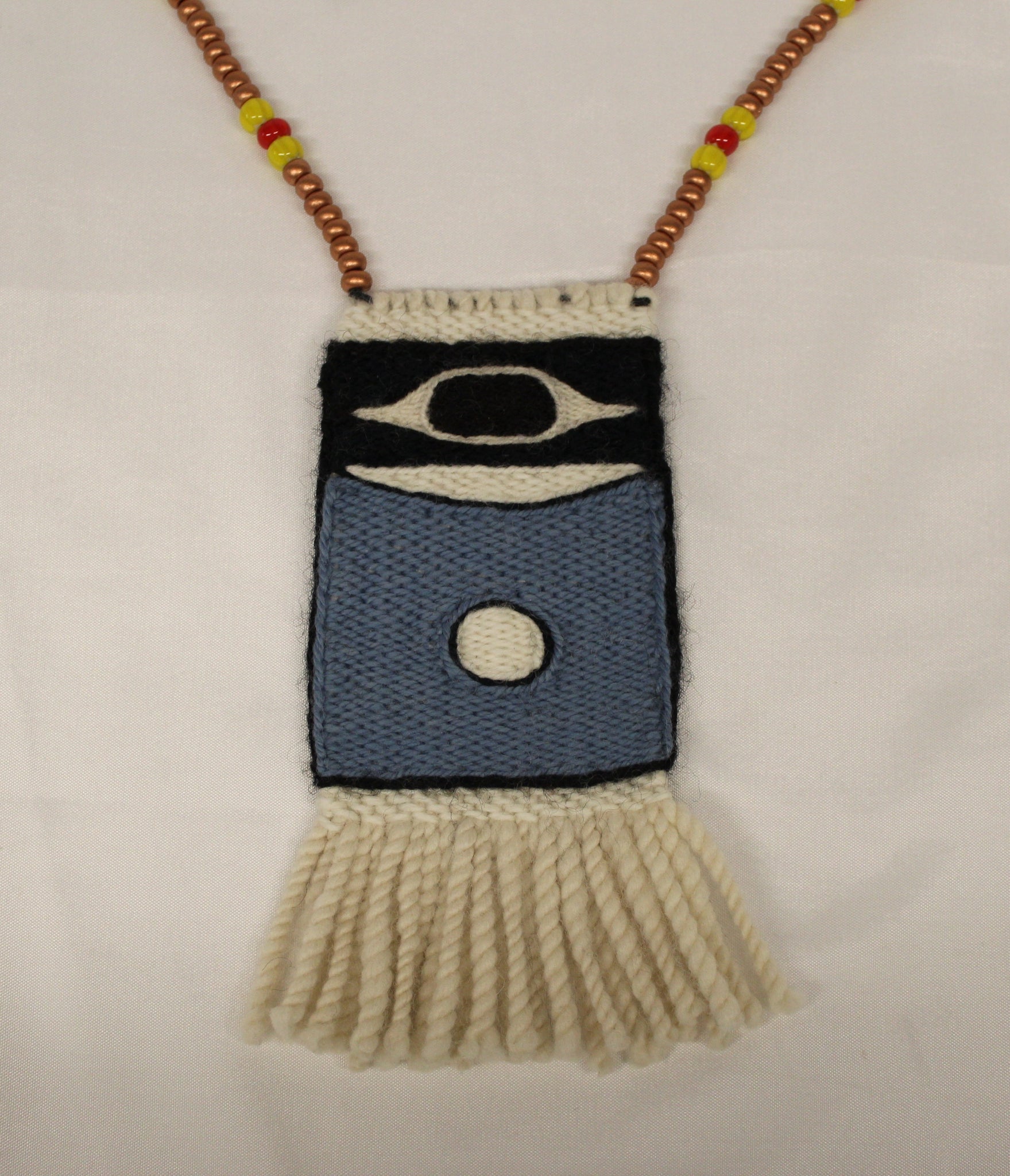 Steel Blue and Black Flicker, Chilkat Weaving Pendant