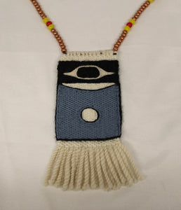 Steel Blue and Black Flicker, Chilkat Weaving Pendant